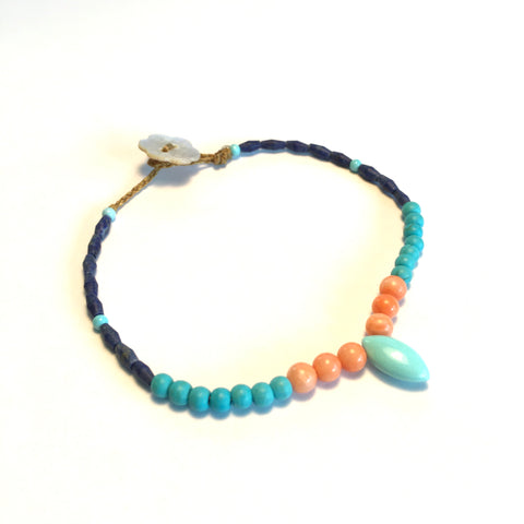 Lapis, Turquoise and Coral Bracelets