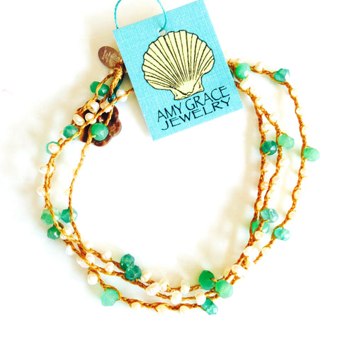 Triple Wrap Bracelet/Necklace with Pearls