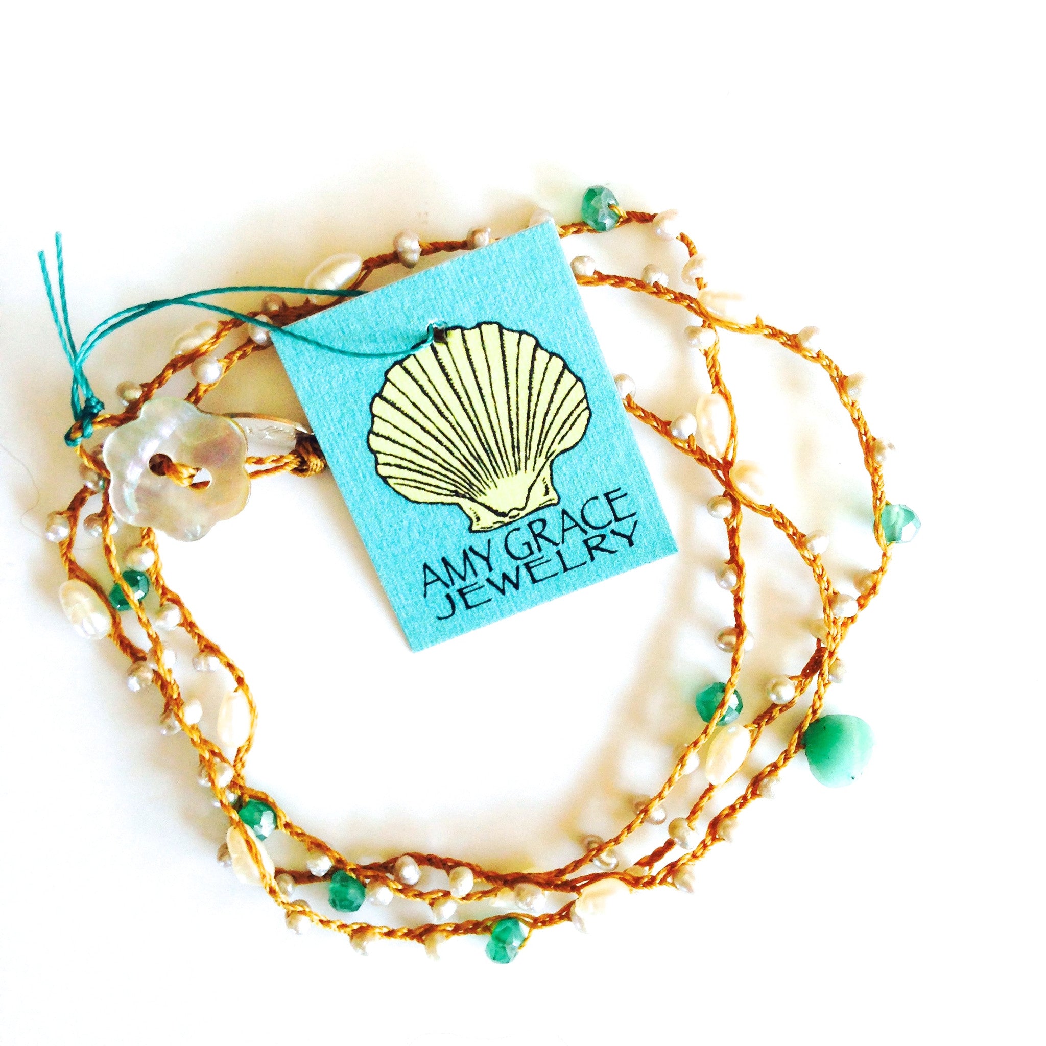 Triple Wrap Bracelet/Necklace with Teardrop Center