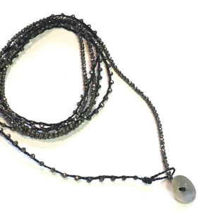 Pyrite Long Necklace or Wrap Bracelet