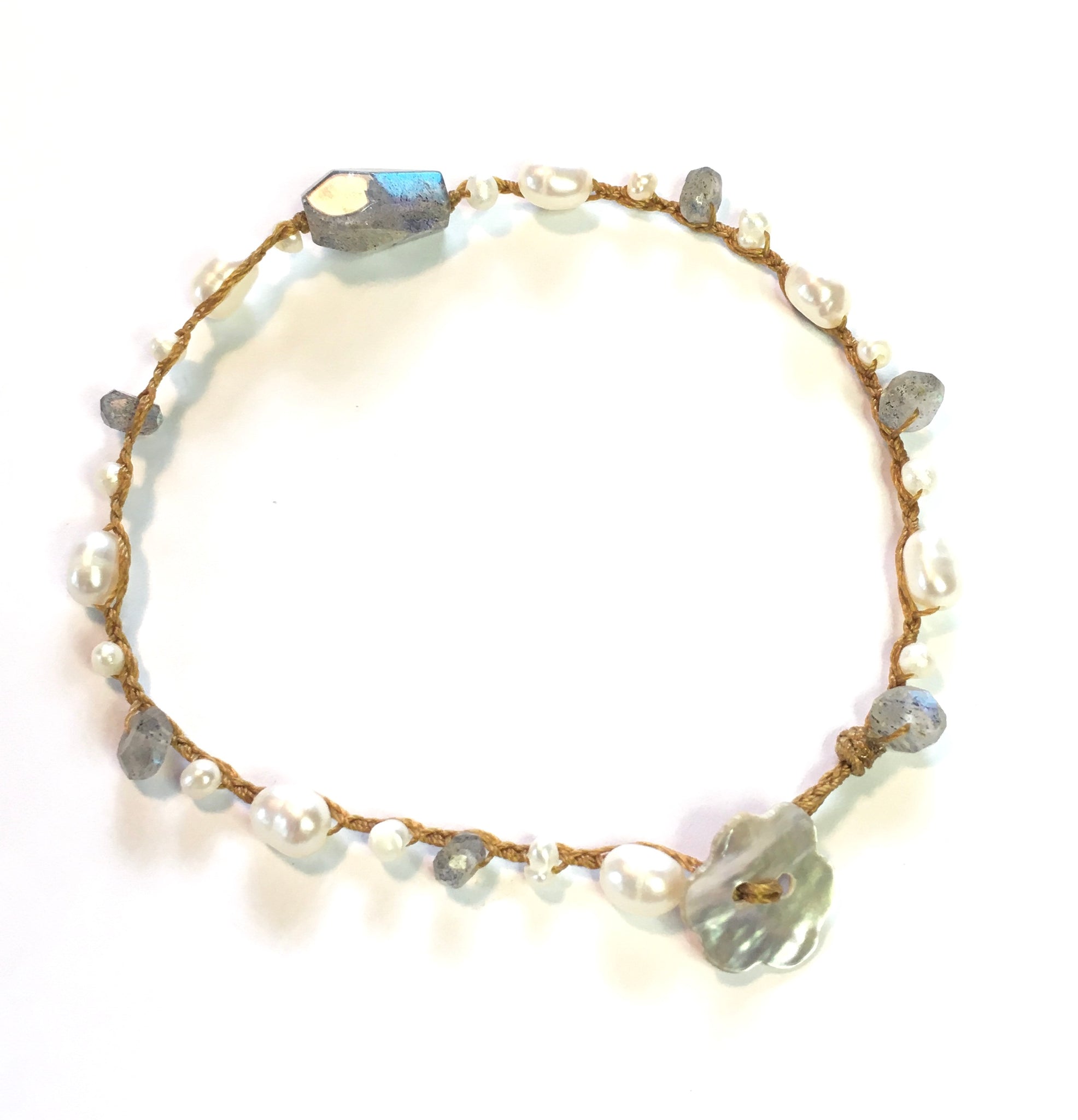 Labradorite and Pearl Bracelet