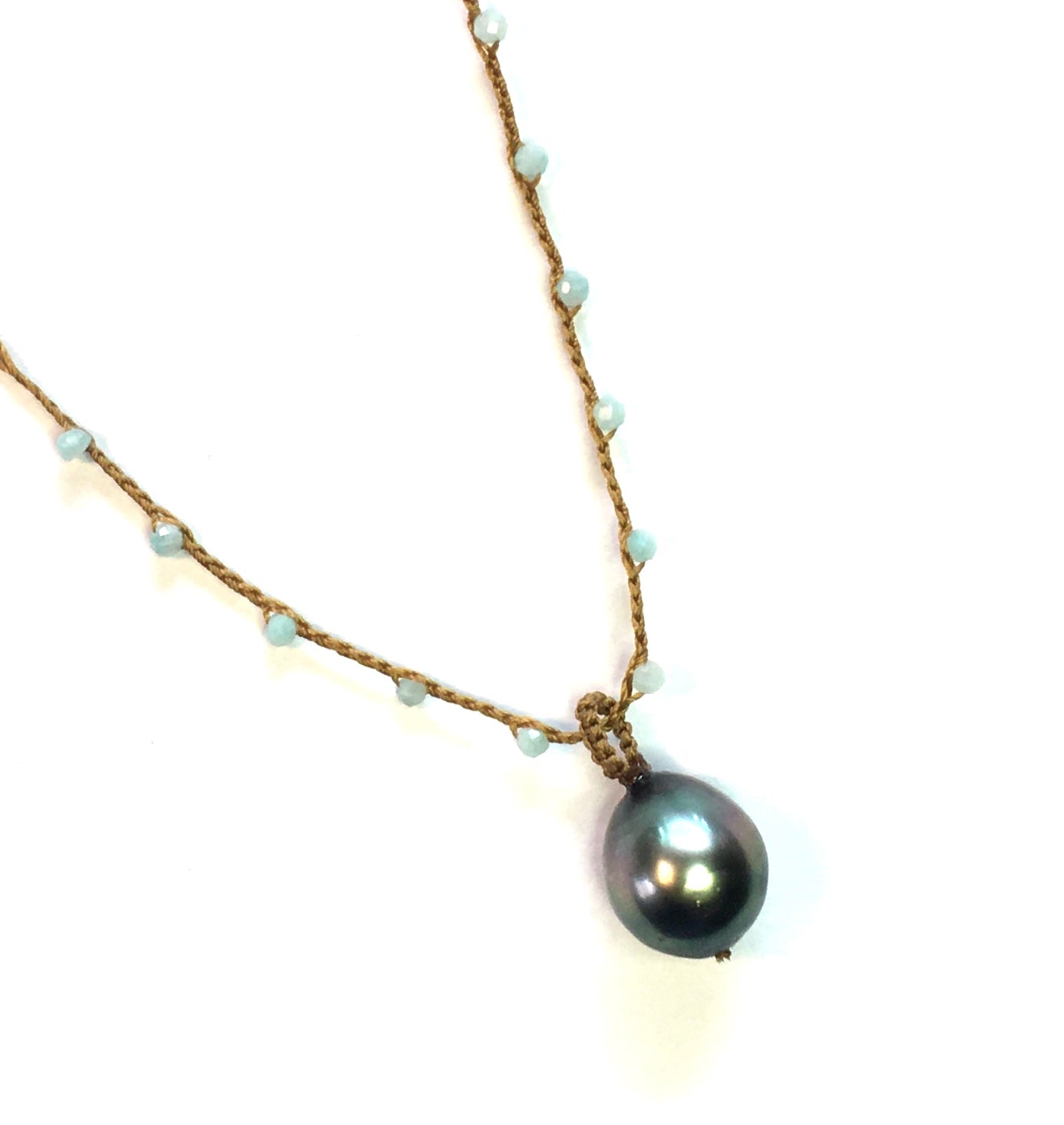 Tahitian Pearl with Amazonite Necklace