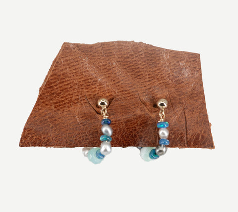 Keshi Pearl and Opal Hoops